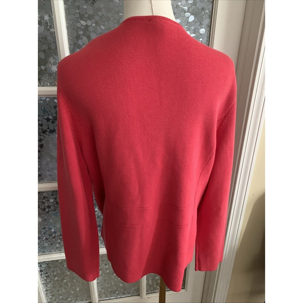 Talbots Cardigan Zip Front Cotton Rayon Blend Sz L Salmon Coral - Picture 3 of 6